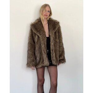 Motel Rocks Lupita Jacket Faux Fur Size S Boho Glam